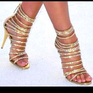 NIB Strappy Rhinestone Stiletto Heels